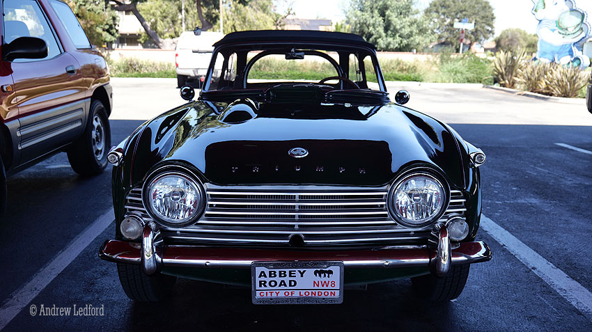 Front grill Green Triumph at Bob's Big Boy Downey